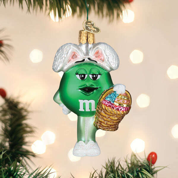 Old World Christmas M&amp;M'S Green Easter Blown Glass Ornament