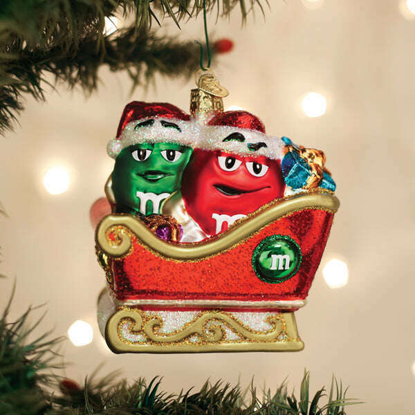 Old World Christmas M&M's In Sleigh Blown Glass Ornament