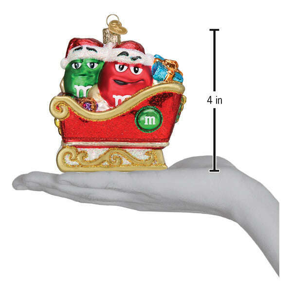 Old World Christmas M&M's In Sleigh Blown Glass Ornament