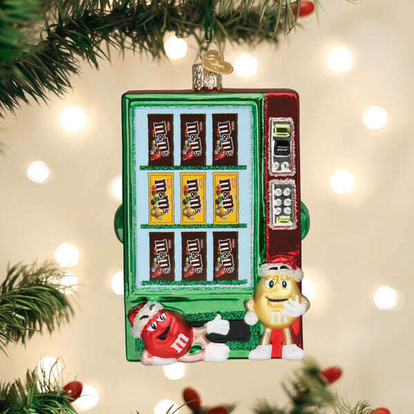 Old World Christmas M&M's Vending Machine Blown Glass Ornament
