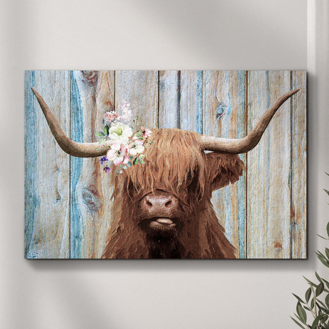 Highland Cow Rustic Painting Canvas Wall Art