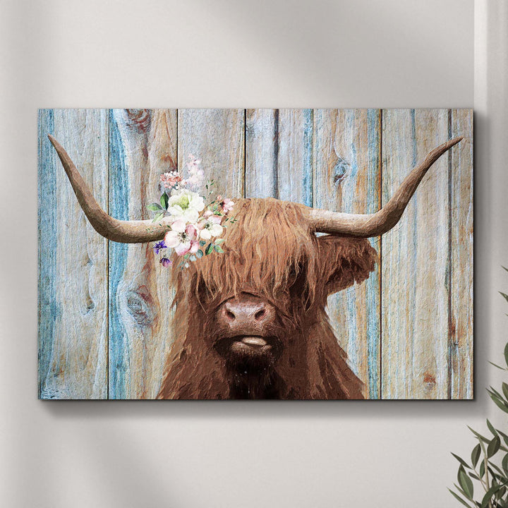Highland Cow Rustic Painting Canvas Wall Art