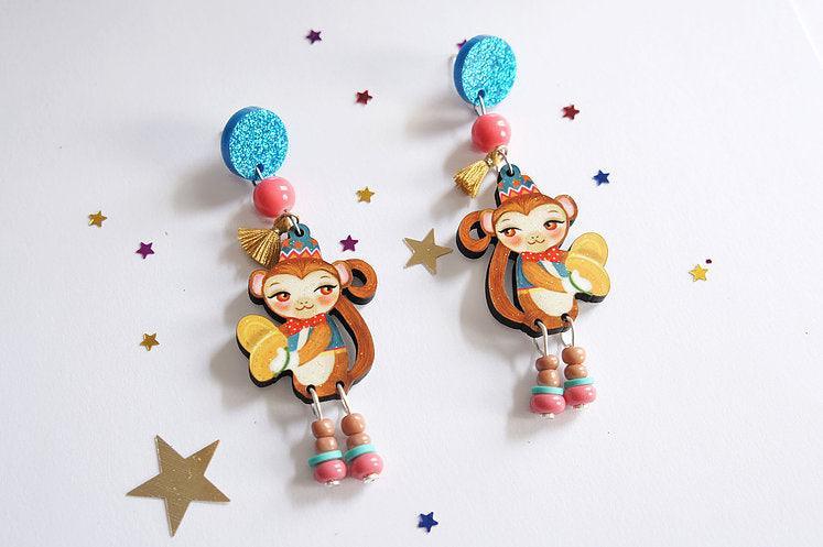 Monkeys with Cymbals Earrings by Laliblue - Quirks!