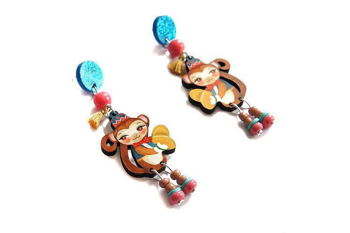 Monkeys with Cymbals Earrings by Laliblue - Quirks!
