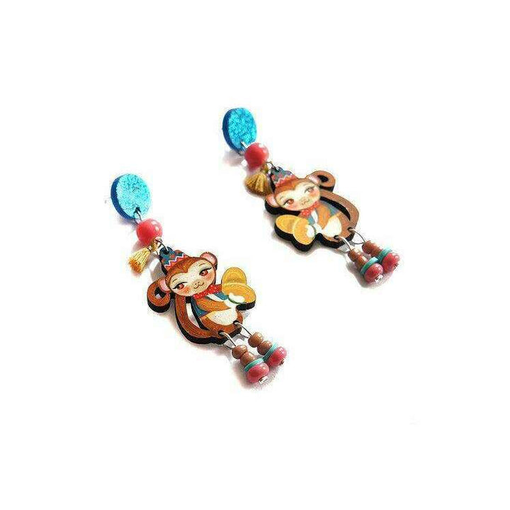 Monkeys with Cymbals Earrings by Laliblue - Quirks!