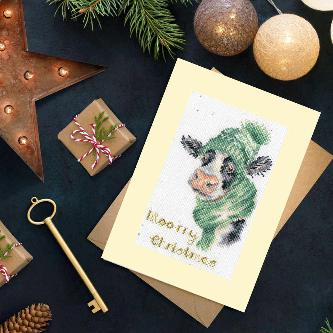 Moo-rry Christmas  XMAS67 Counted Cross Stitch Kit