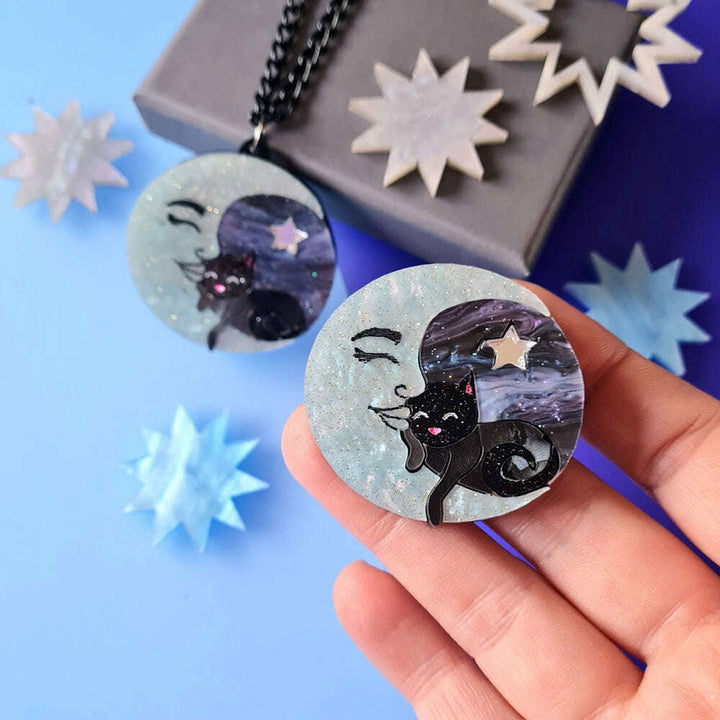 Moon Dreamer Cat Pin by Cherryloco Jewellery 3