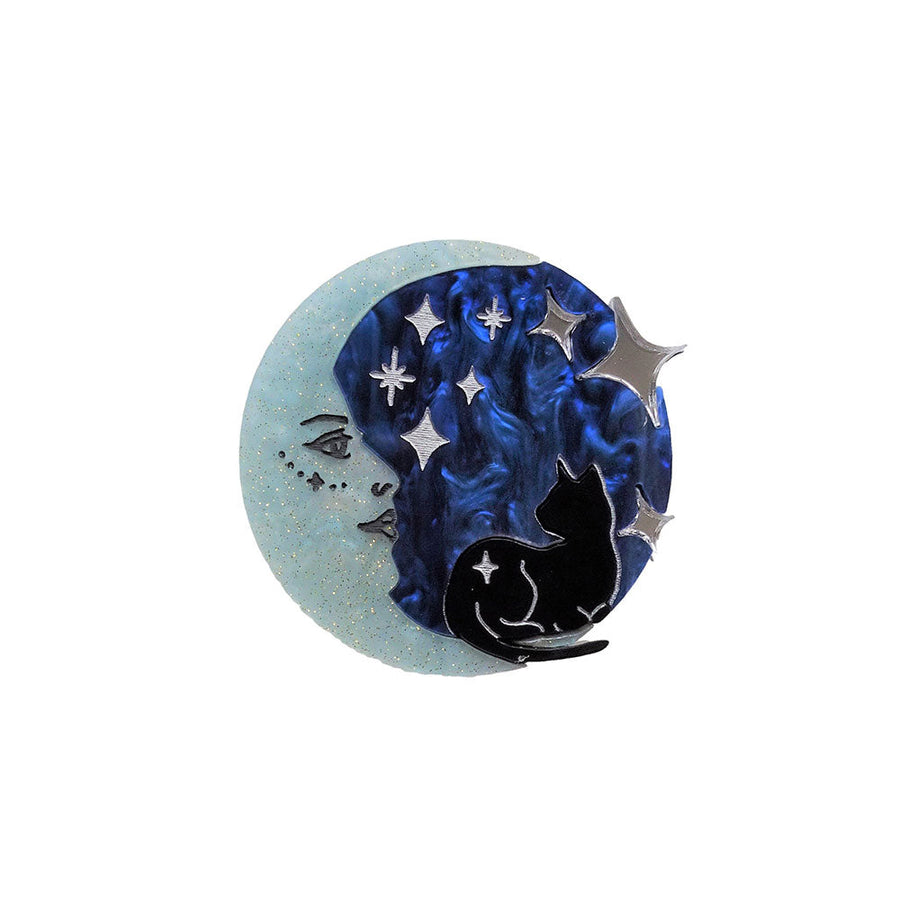 Moon Gazer Cat Brooch by Cherryloco Jewellery 1