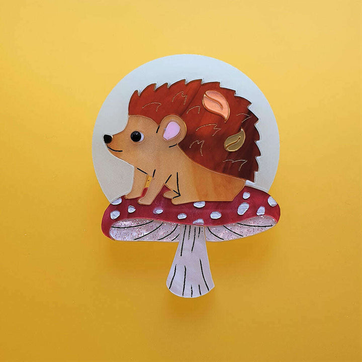 Moon Gazing Hedgehog Brooch by Cherryloco Jewellery 2