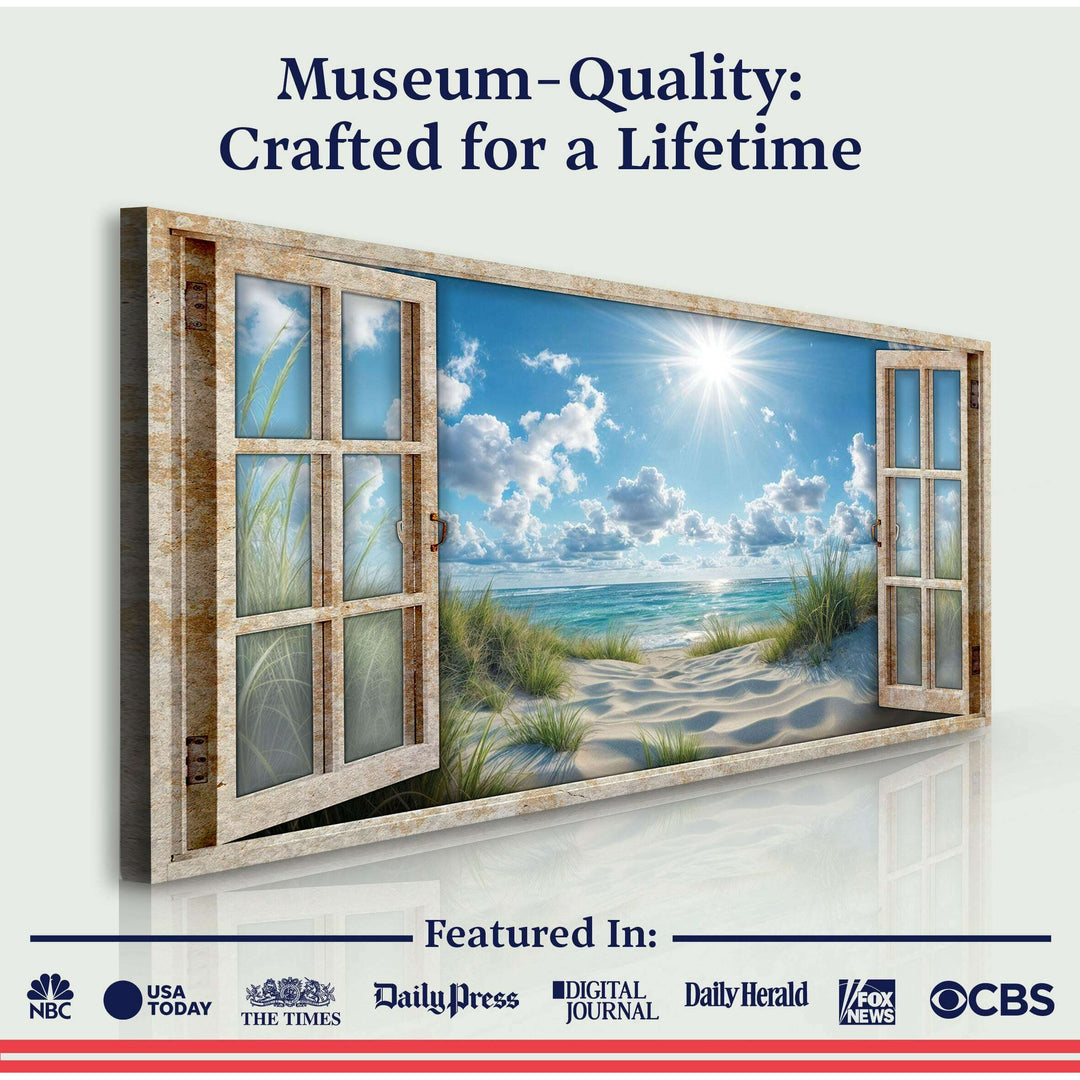 Morning Beach Window Scenery Wall Art