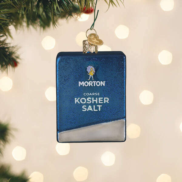 Old World Christmas Morton Kosher Salt Box Blown Glass Ornament