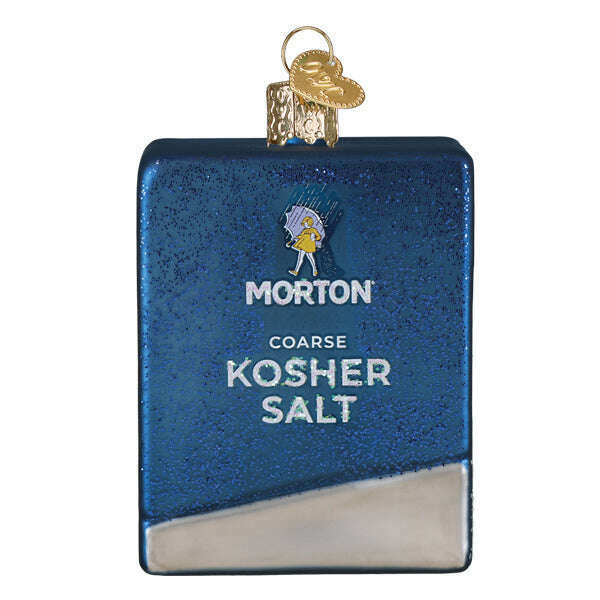Old World Christmas Morton Kosher Salt Box Blown Glass Ornament