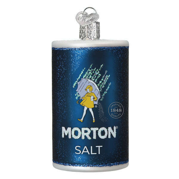 Old World Christmas Morton Salt Canister Blown Glass Ornament