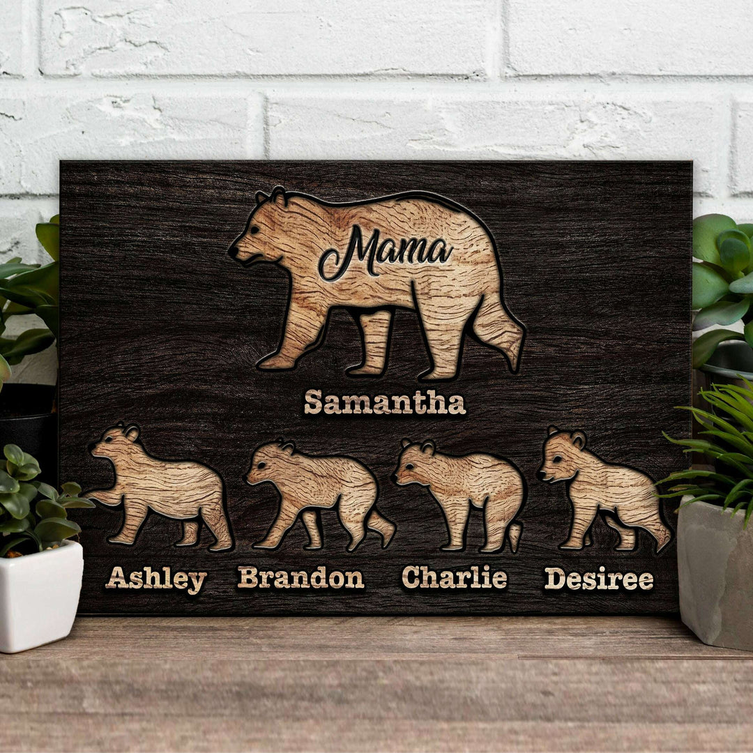 Mother's Day Sign Mother Bear and Cubs