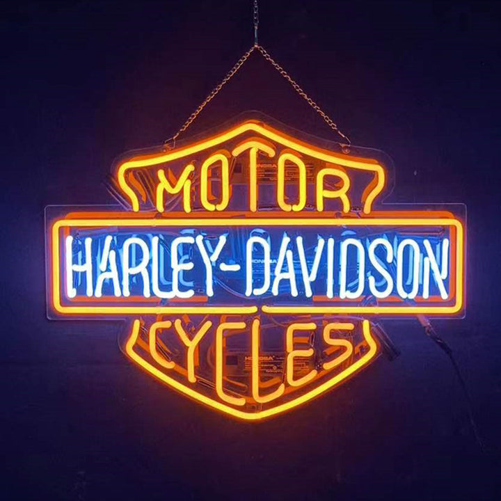 Orange Motorcycle Harley Davidson Neon Signs Light