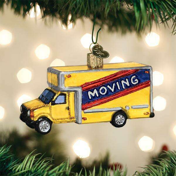 Old World Christmas Moving Truck Blown Glass Ornament