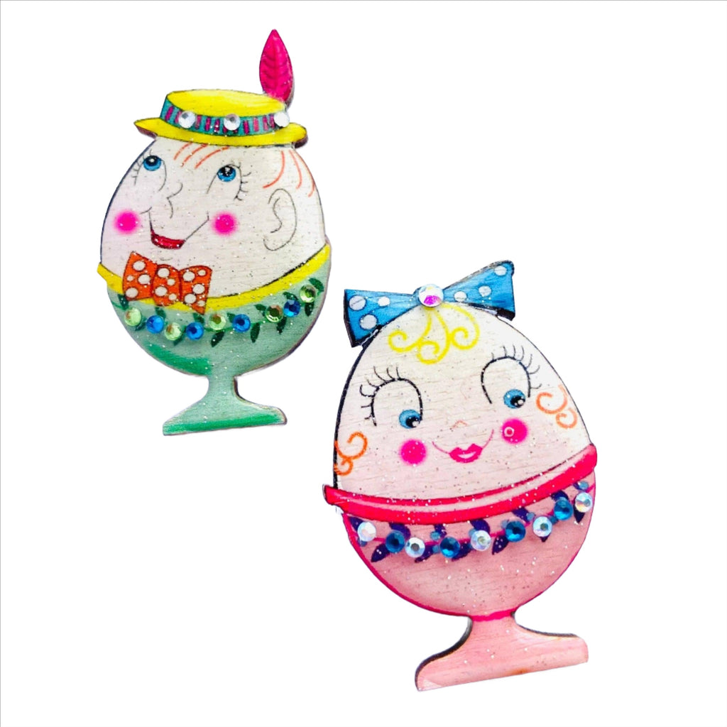 Mr & Mrs Egg Cup Brooches by Rosie Rose Parker - Quirks!