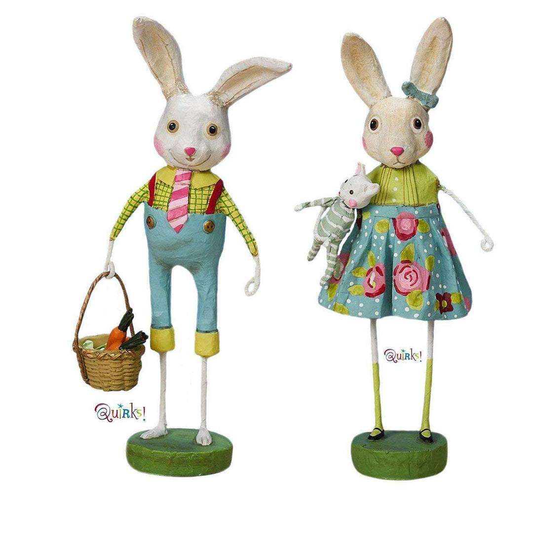Mr and Mrs Lightfoot Set of 2 Bunny Figurines by Lori Mitchell
