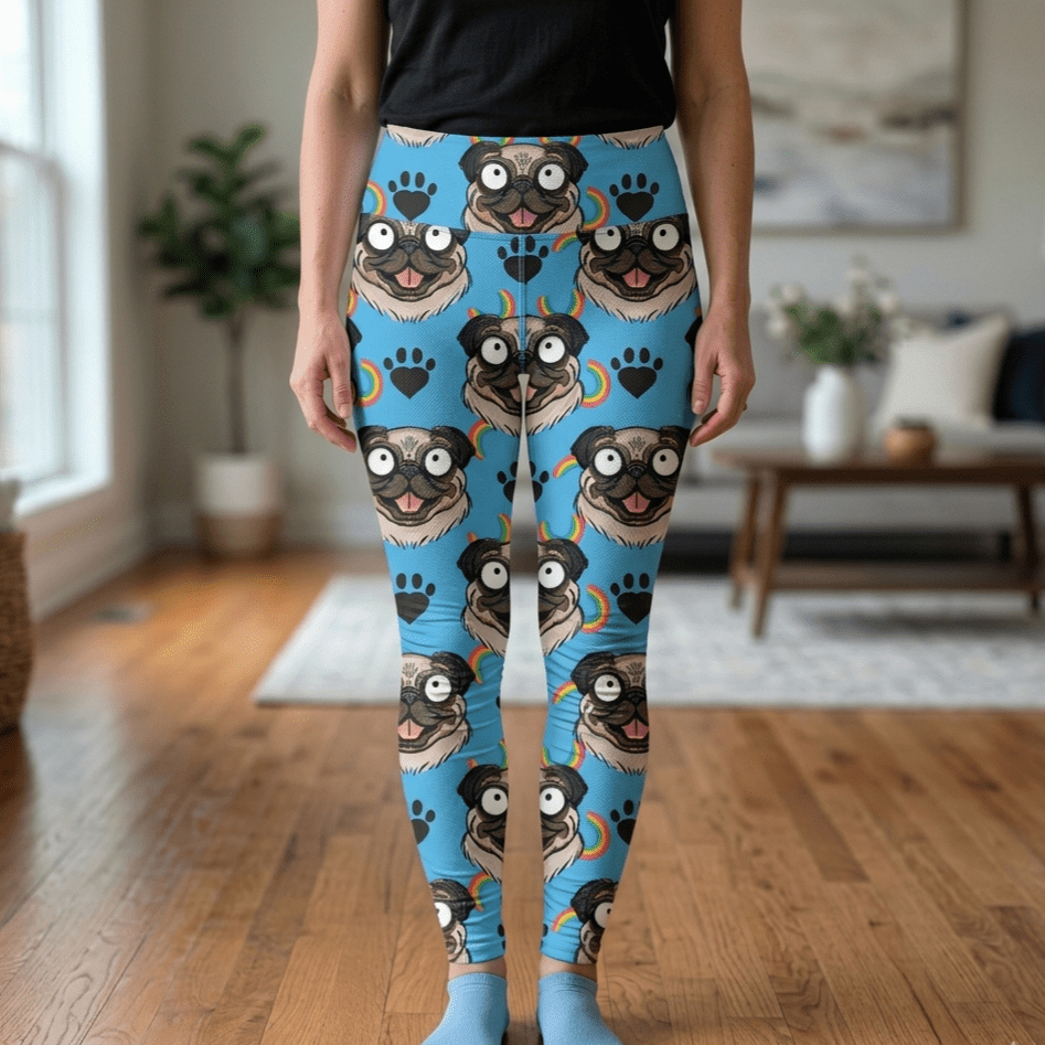 Mr. Pug Exclusive Leggings - High-quality Handcrafted Vibrant Dog Mom Canine Dogs Pugs