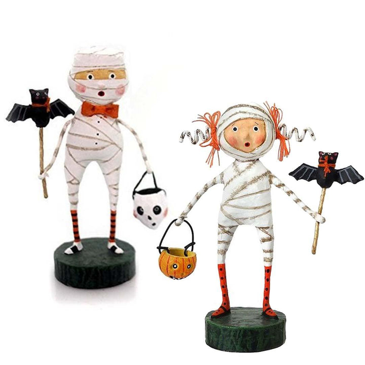 Mummy Boy and Minnie Mummy Set of 2 Figurines by Lori Mitchell - Quirks!