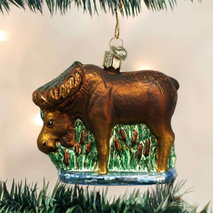 Old World Christmas Munching Moose Blown Glass Ornament
