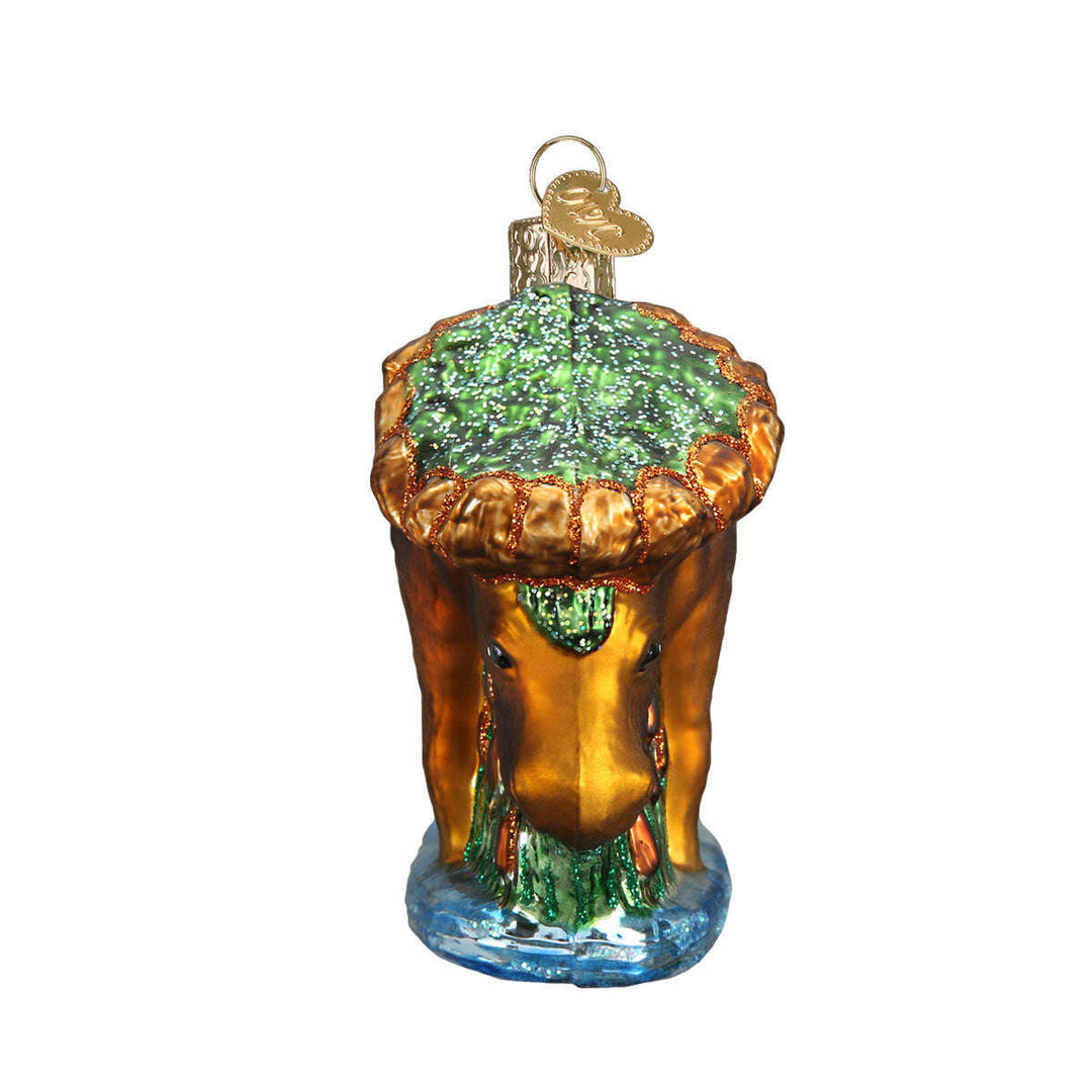 Old World Christmas Munching Moose Blown Glass Ornament