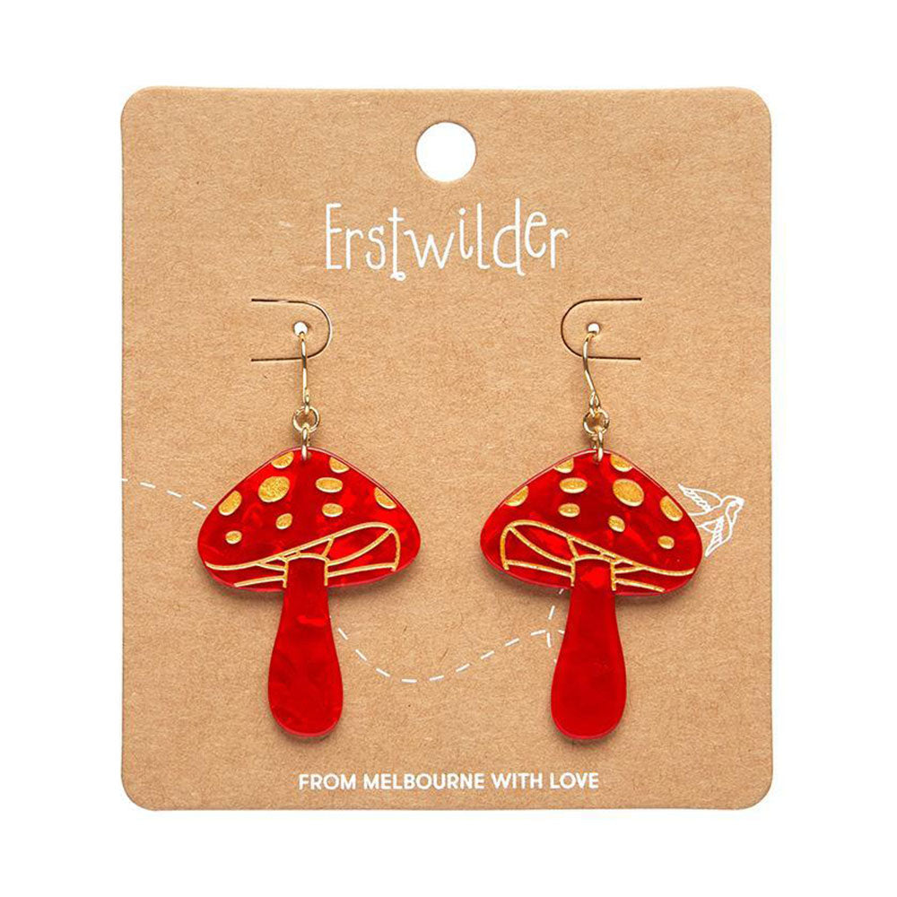 Mushroom Drop Earrings - Red (3 Pack) by Erstwilder image 1