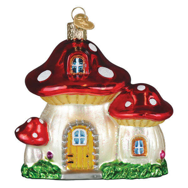 Old World Christmas Mushroom House Blown Glass Ornament