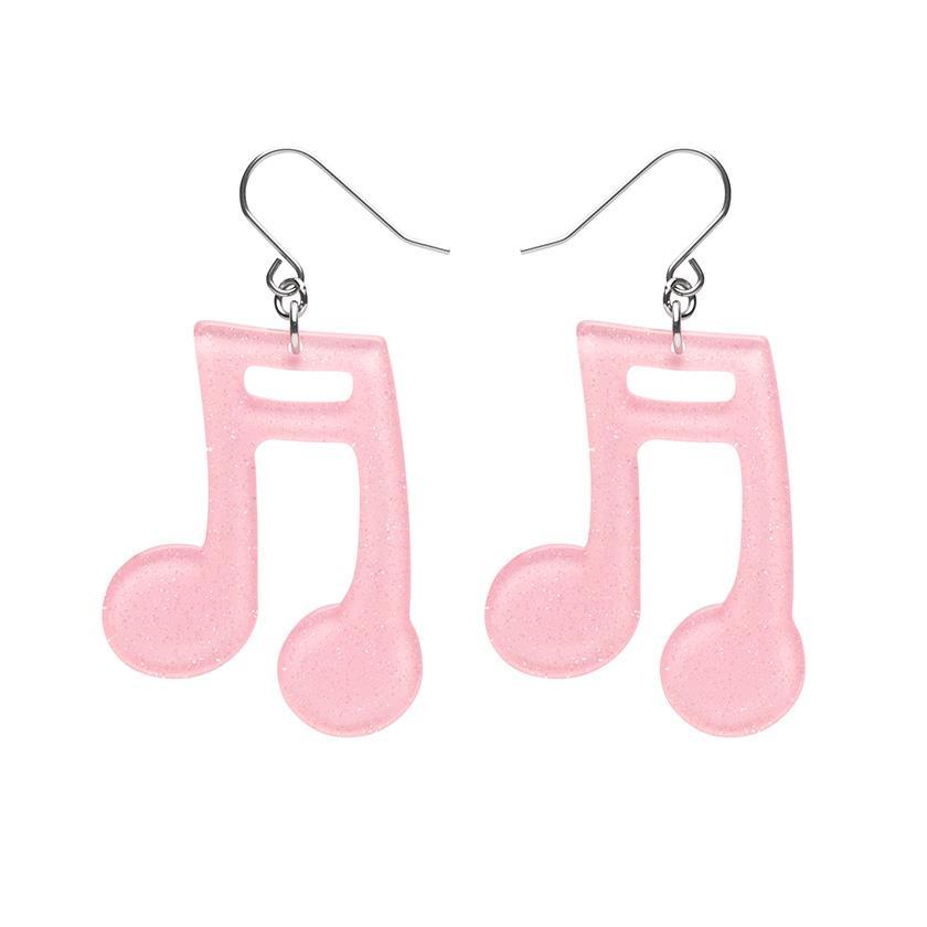 Musical Note Glitter Resin Drop Earrings - Pink by Erstwilder - Quirks!