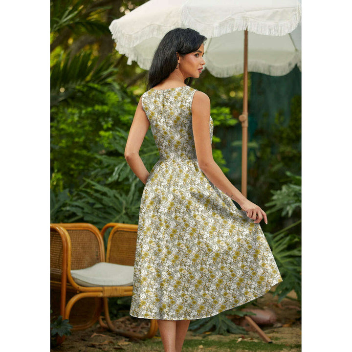 Mustard Floral Midi Dress