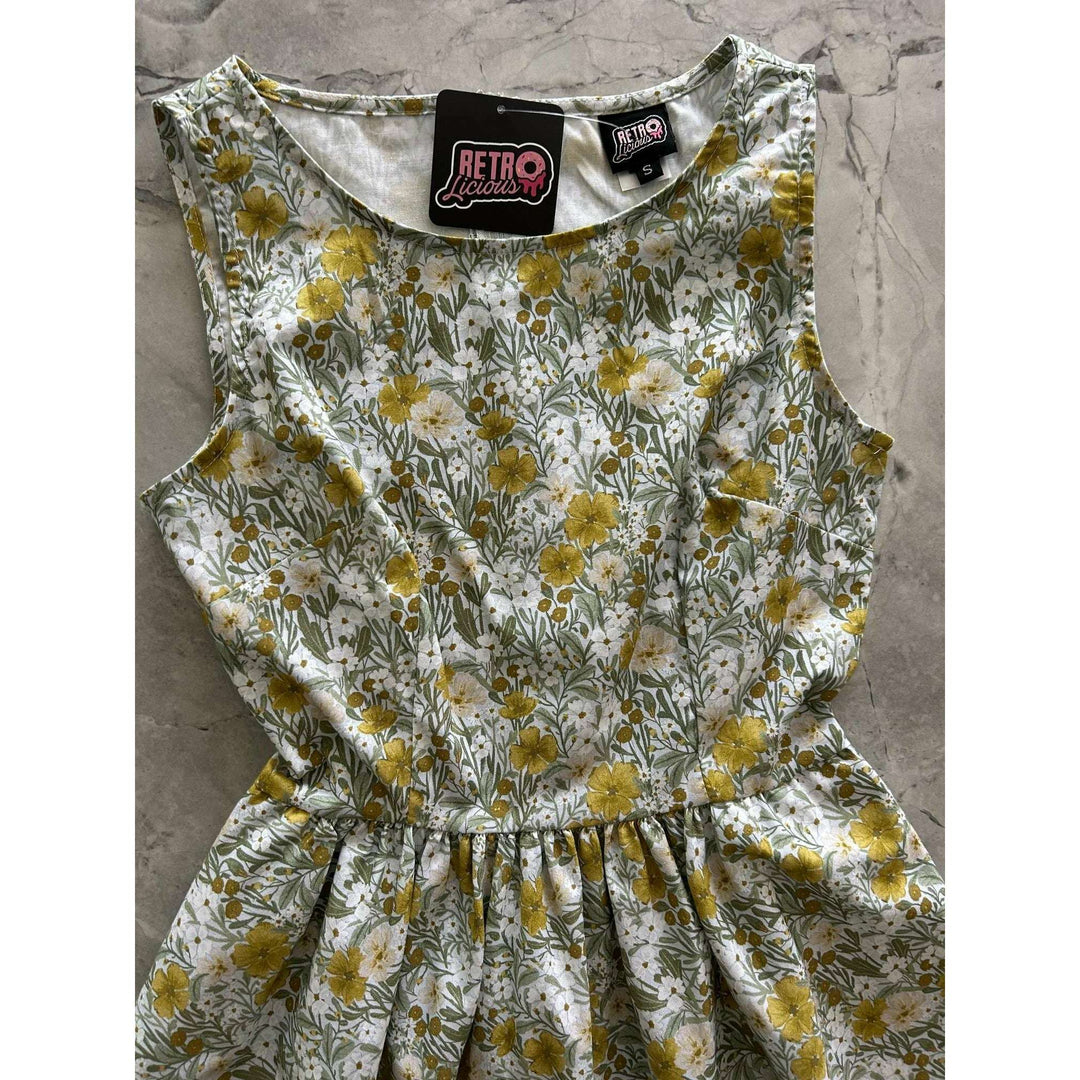 Mustard Floral Midi Dress