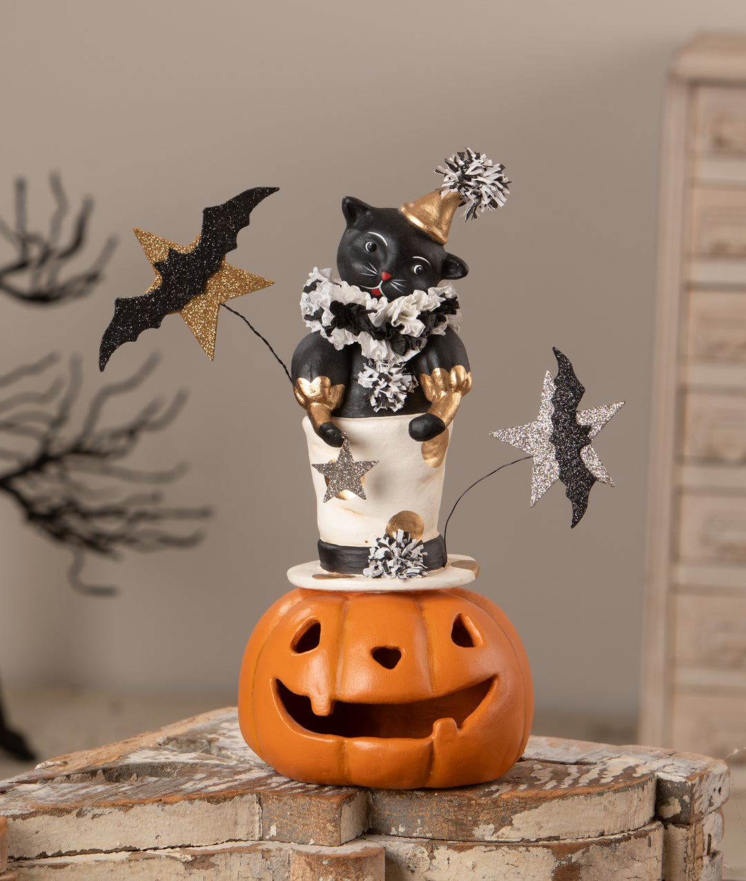 Top Hat Jack with Cat by Bethany Lowe Designs, halloween decor
