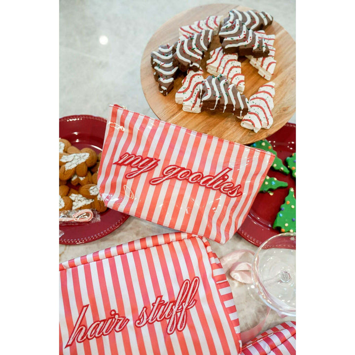 My Goodies - Pink & Red Stripes Clear Coat Bag