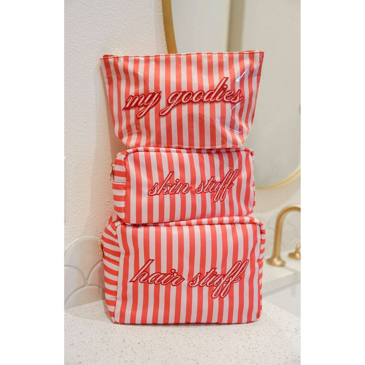 My Goodies - Pink & Red Stripes Clear Coat Bag