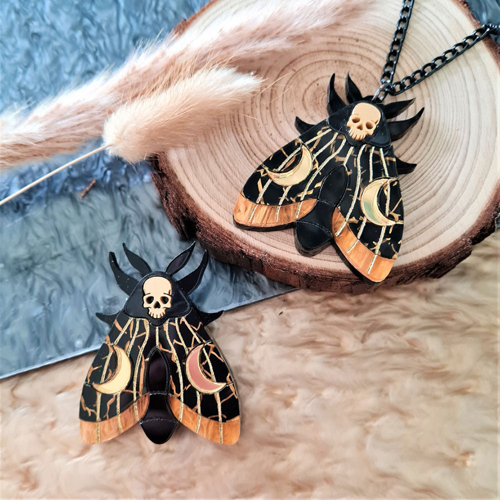 Mystic Moon Moth Brooch by Cherryloco Jewellery 2