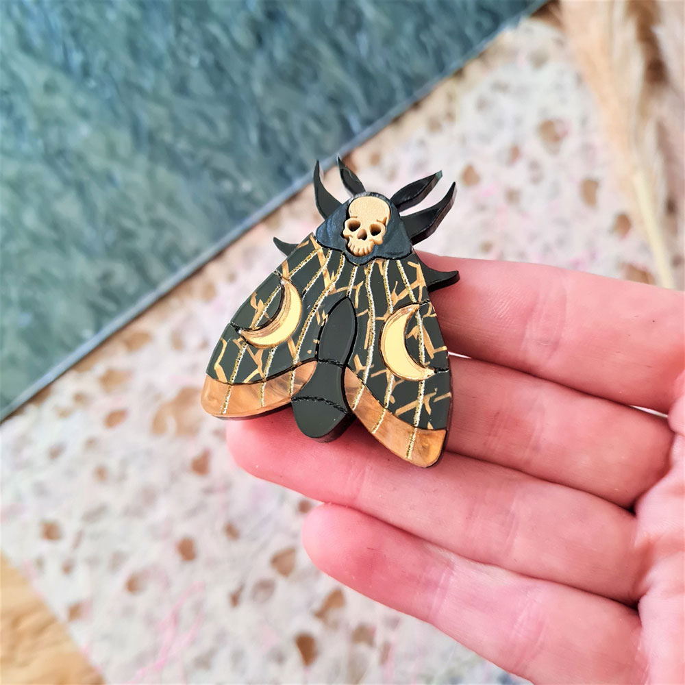 Mystic Moon Moth Pin by Cherryloco Jewellery 3