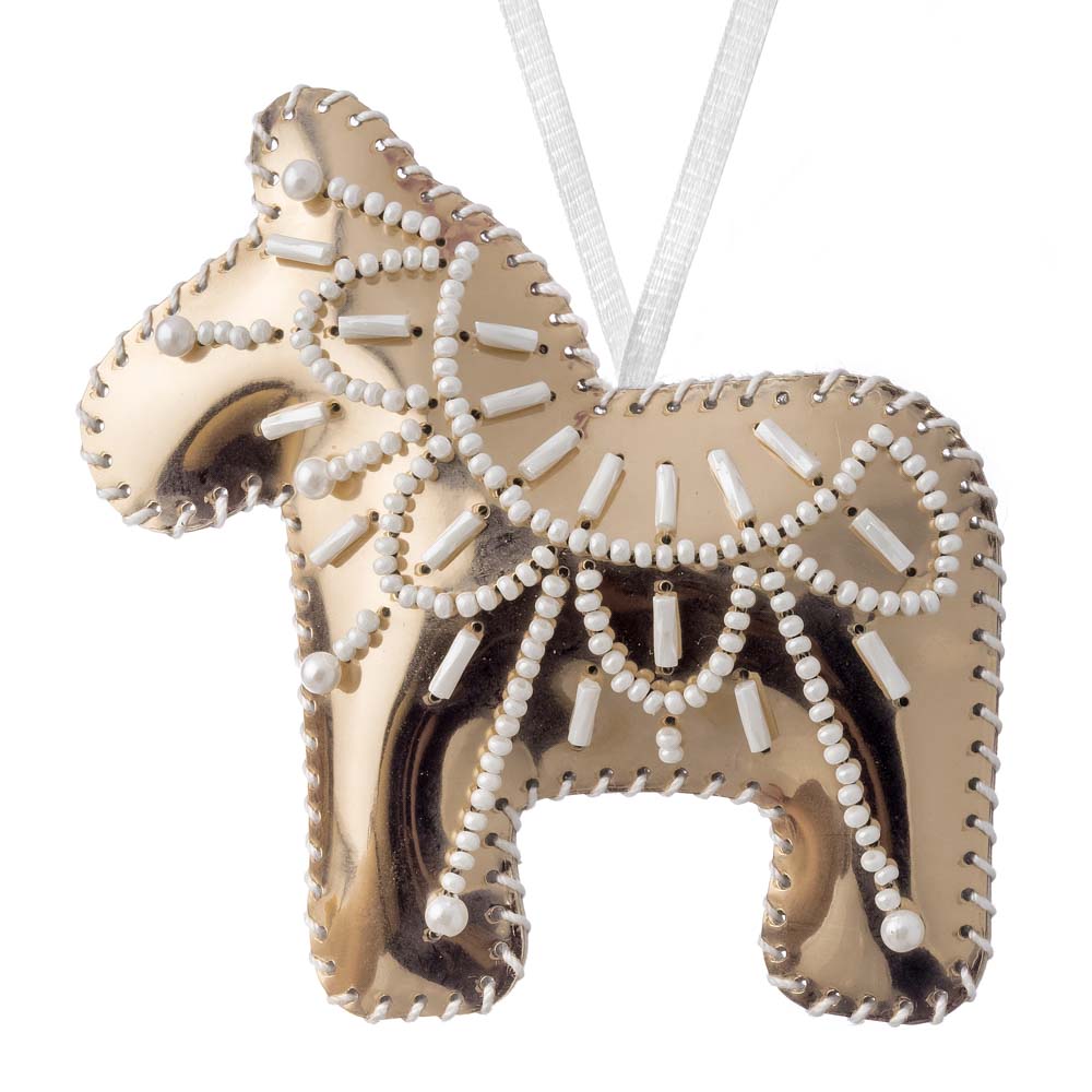 Horse Christmas Ornament Artificial Leather Bead Embroidery Kit by Wonderland Crafts FLBB-131