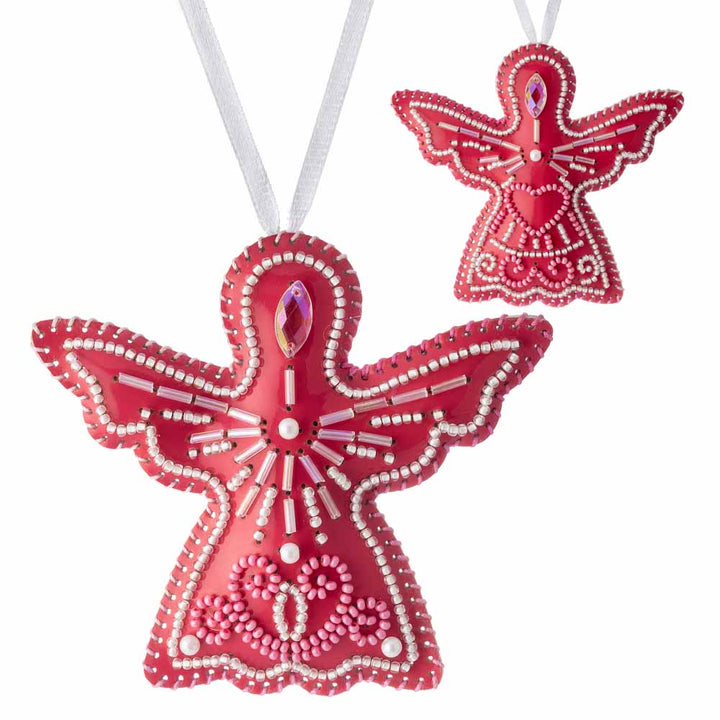 Angel Christmas Ornament Artificial Leather Bead Embroidery Kit by Wonderland Crafts FLBB-132