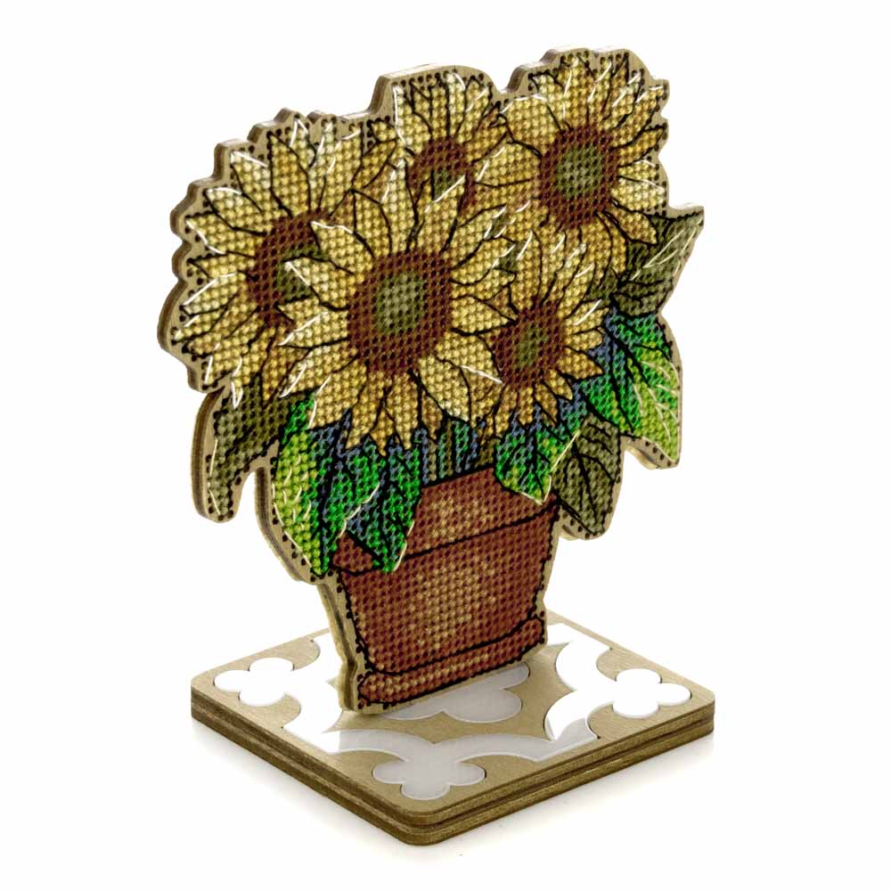 Sunflower Wood Cross-Stitch Kit by Wonderland Crafts FLW-075