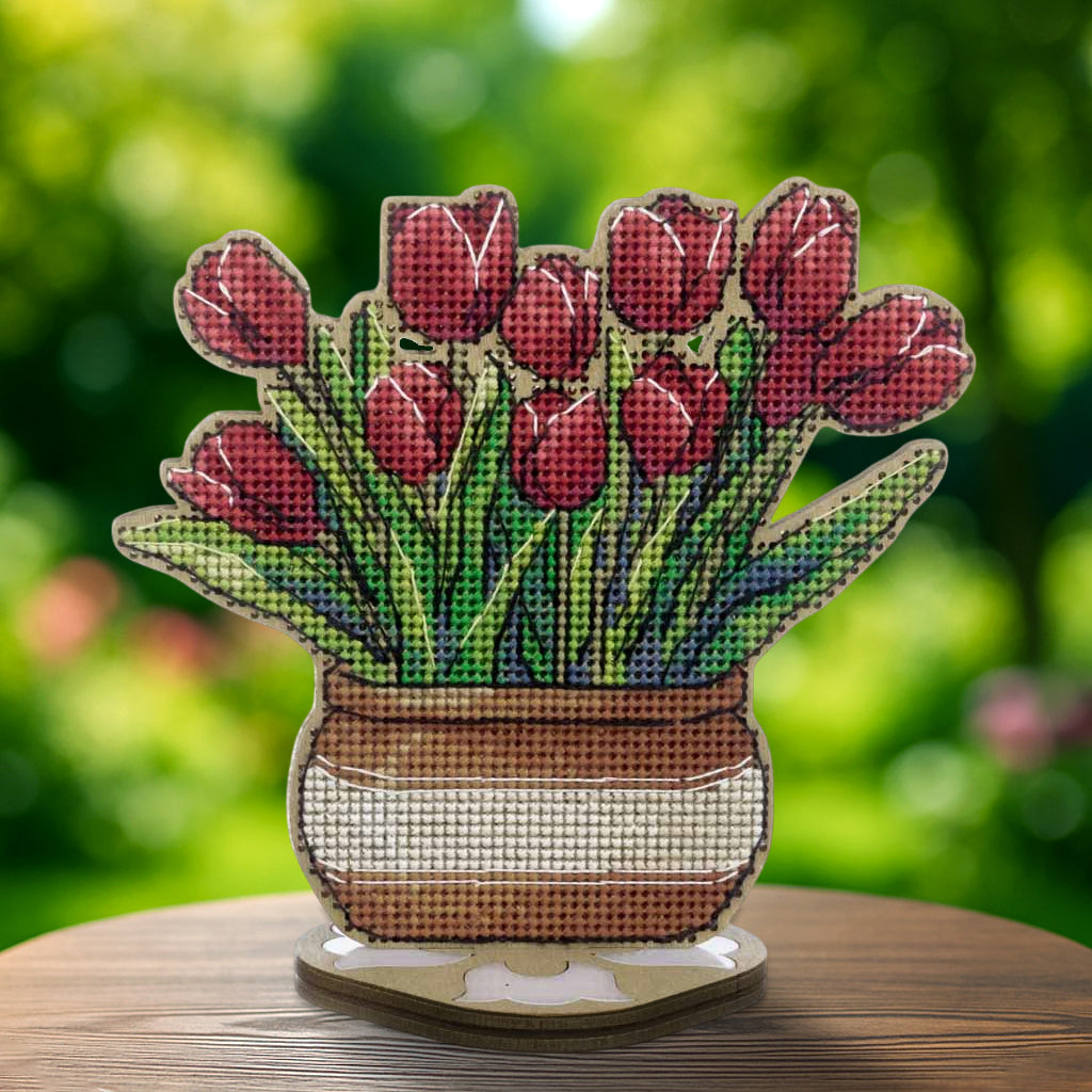 Tulips Wood Cross-Stitch Kit by Wonderland Crafts FLW-077