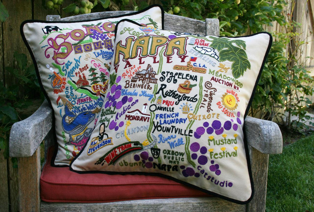 Napa Valley Hand-Embroidered Pillow - Quirks!