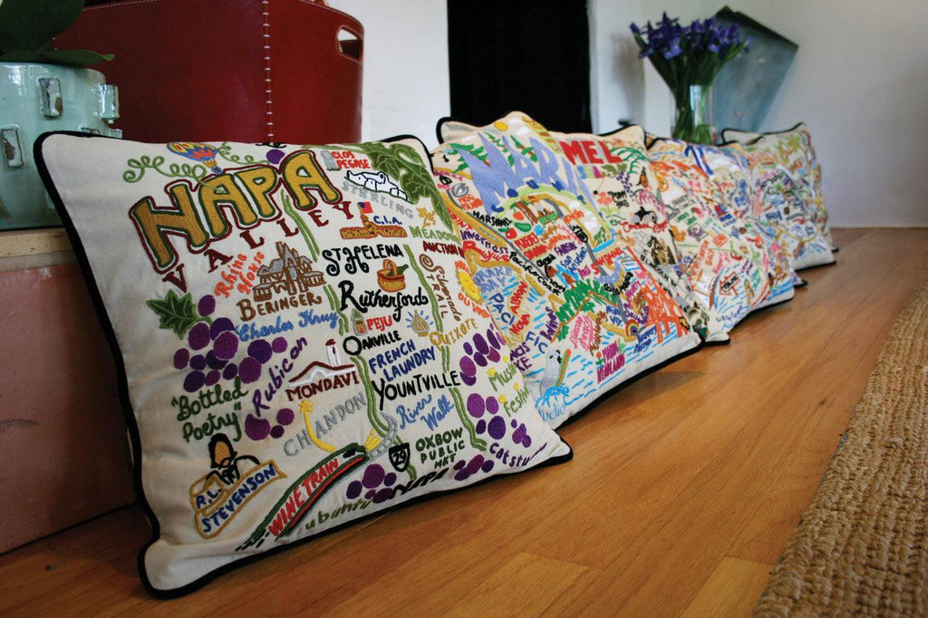 Napa Valley Hand-Embroidered Pillow - Quirks!