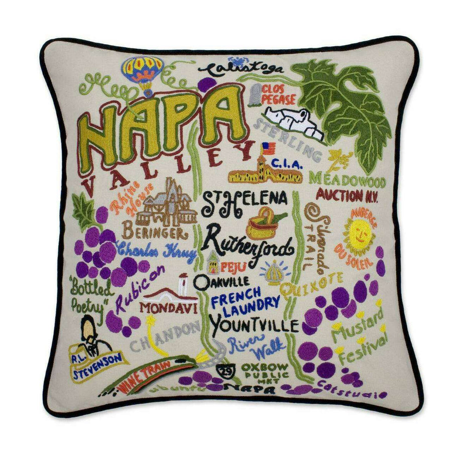 Napa Valley Hand-Embroidered Pillow - Quirks!