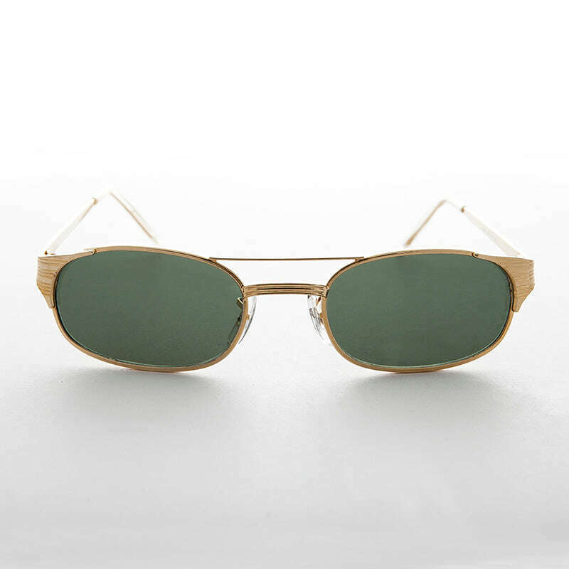 Narrow Rectangular Aviator Frame with Glass Lens - Poncho