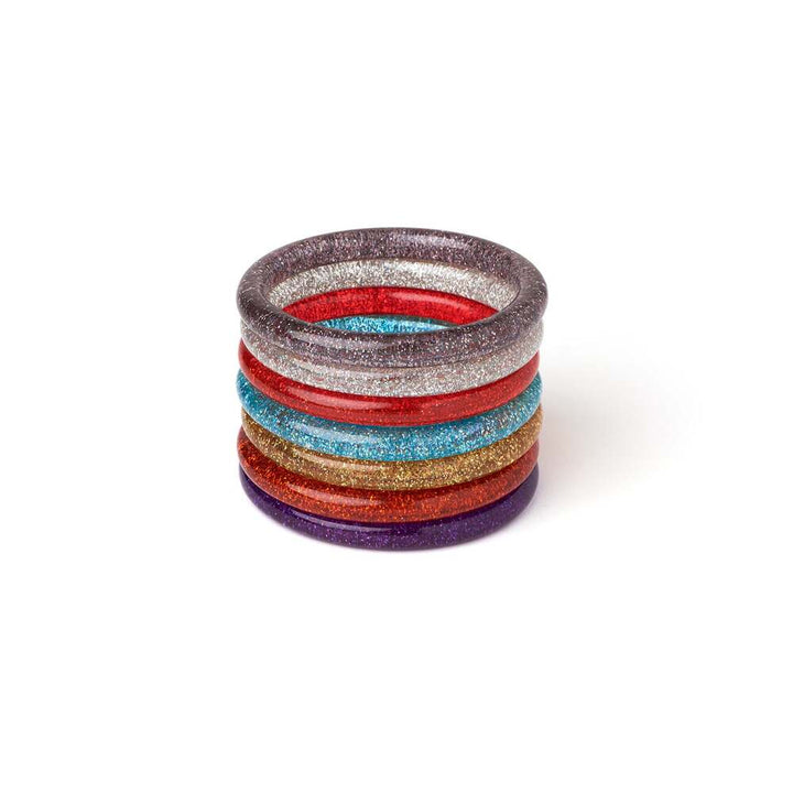 Narrow Silver Glitter Medium Bangle by Splendette 2