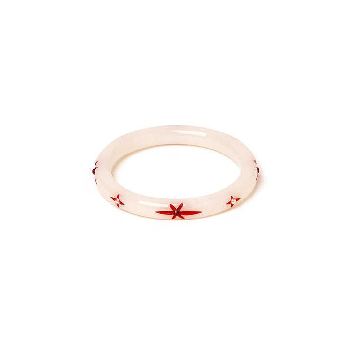 Narrow White Snowflake Bangle by Splendette image