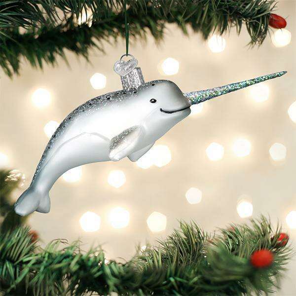 Old World Christmas Narwhal Blown Glass Ornament