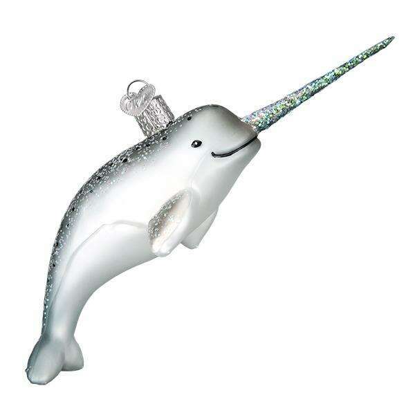Old World Christmas Narwhal Blown Glass Ornament