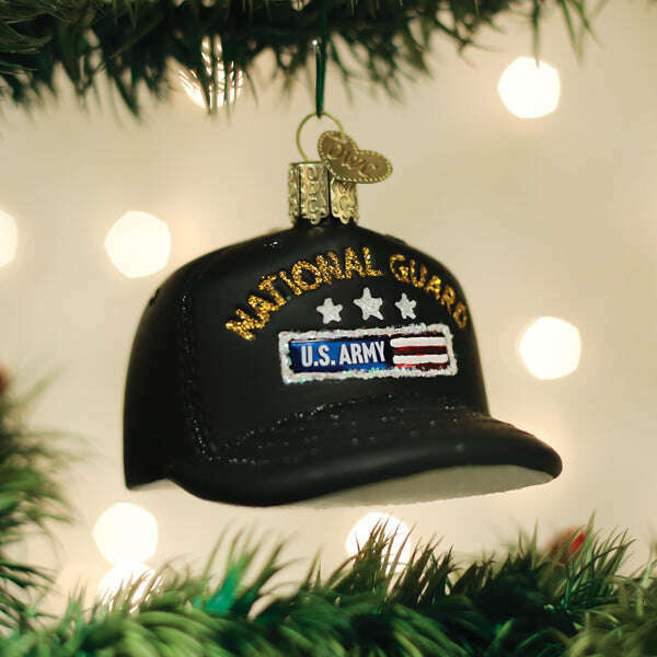 Old World Christmas National Guard Cap Blown Glass Ornament