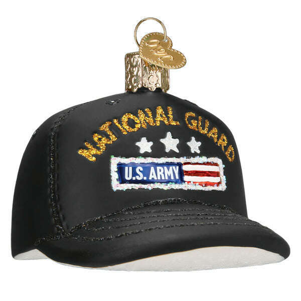 Old World Christmas National Guard Cap Blown Glass Ornament